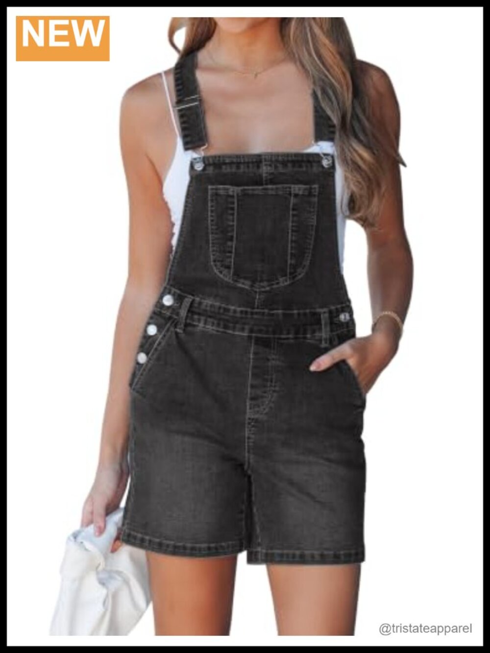 Loose Fit Baggy Denim Overall Shorts Adjustable Stretchy Shortalls